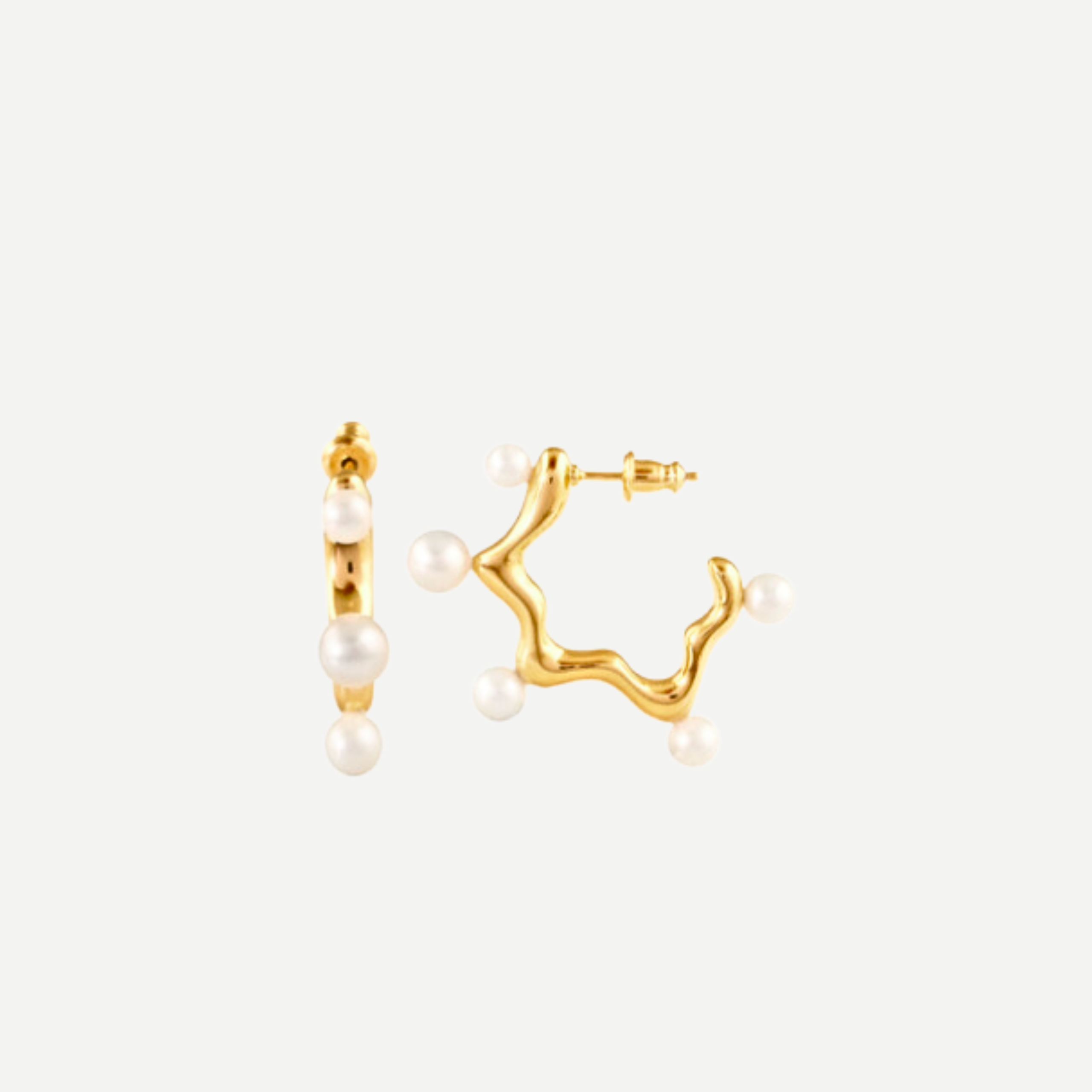 Stella Pearl Hoops - Elegant Freshwater Pearl Hoop Earrings