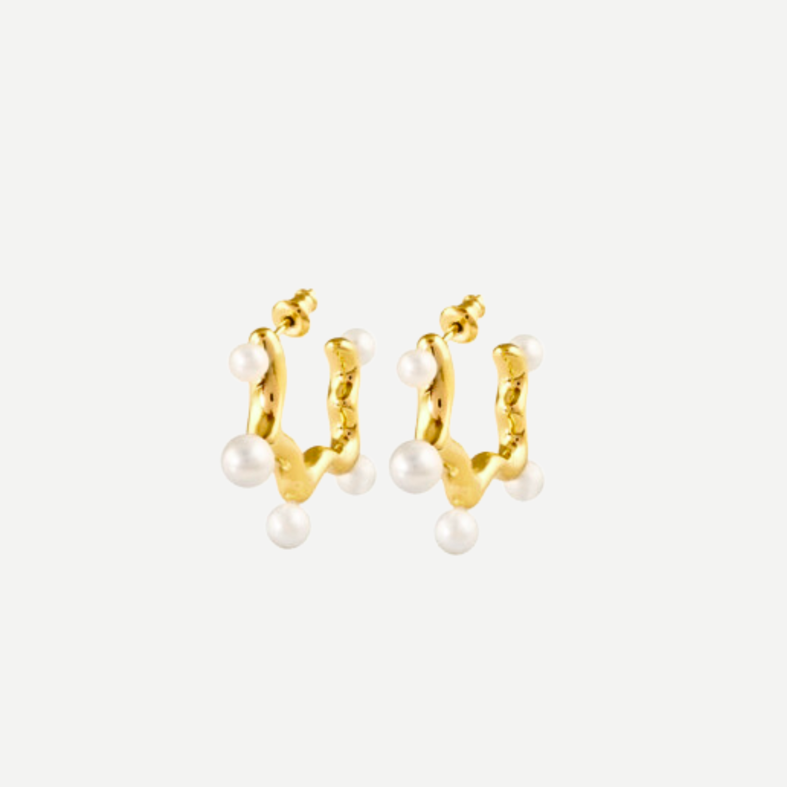 Stella Pearl Hoops - Elegant Freshwater Pearl Hoop Earrings