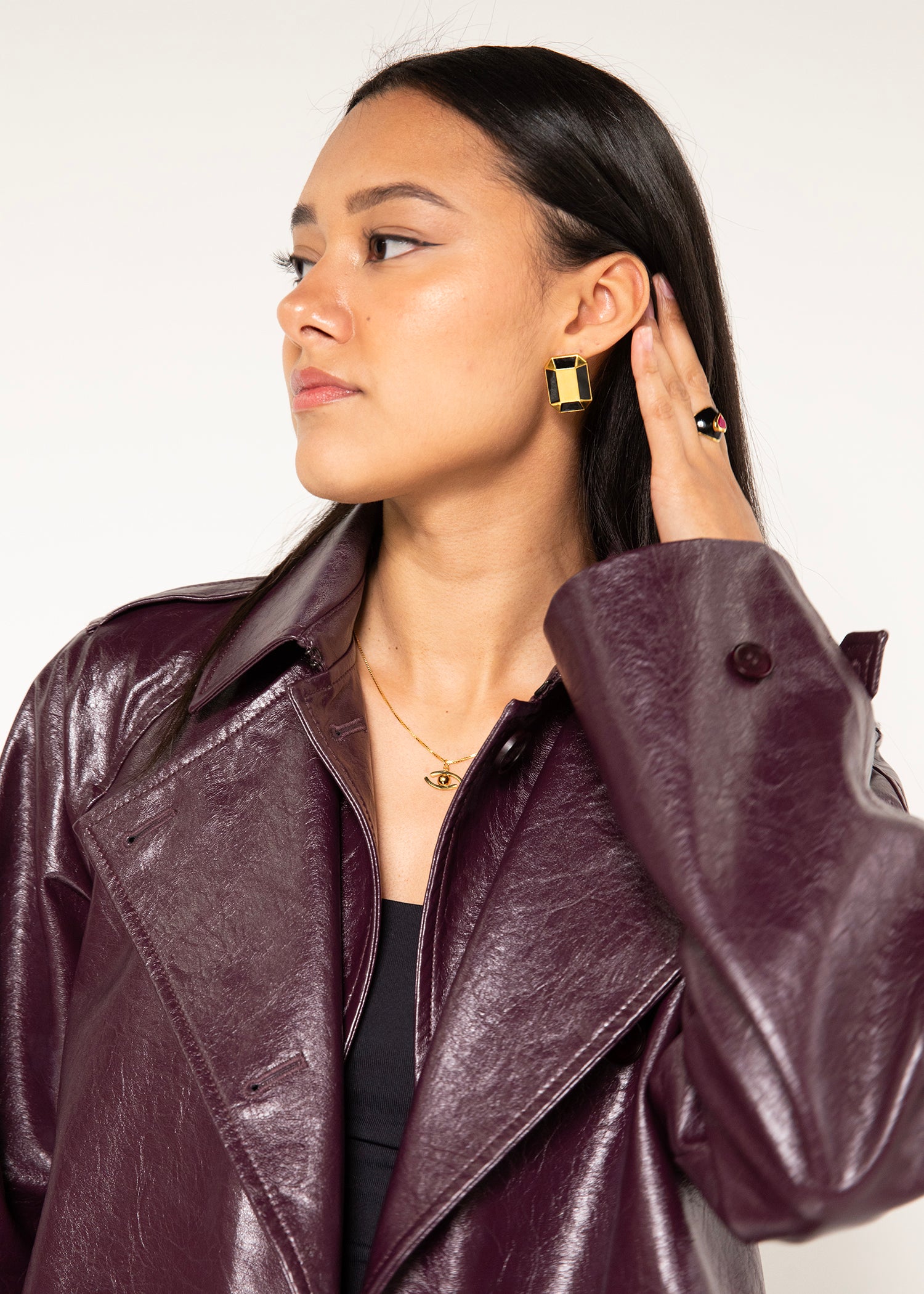 Nyx Earrings - Black Enamel Earrings for Bold, Luxurious Style - Joie Heart ring And Necklace for Women