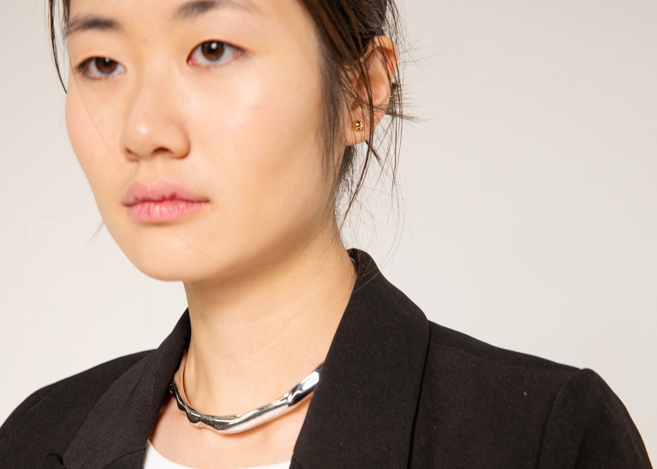 NY Muse Hinge Molten Choker - Silver Choker Necklace for Women