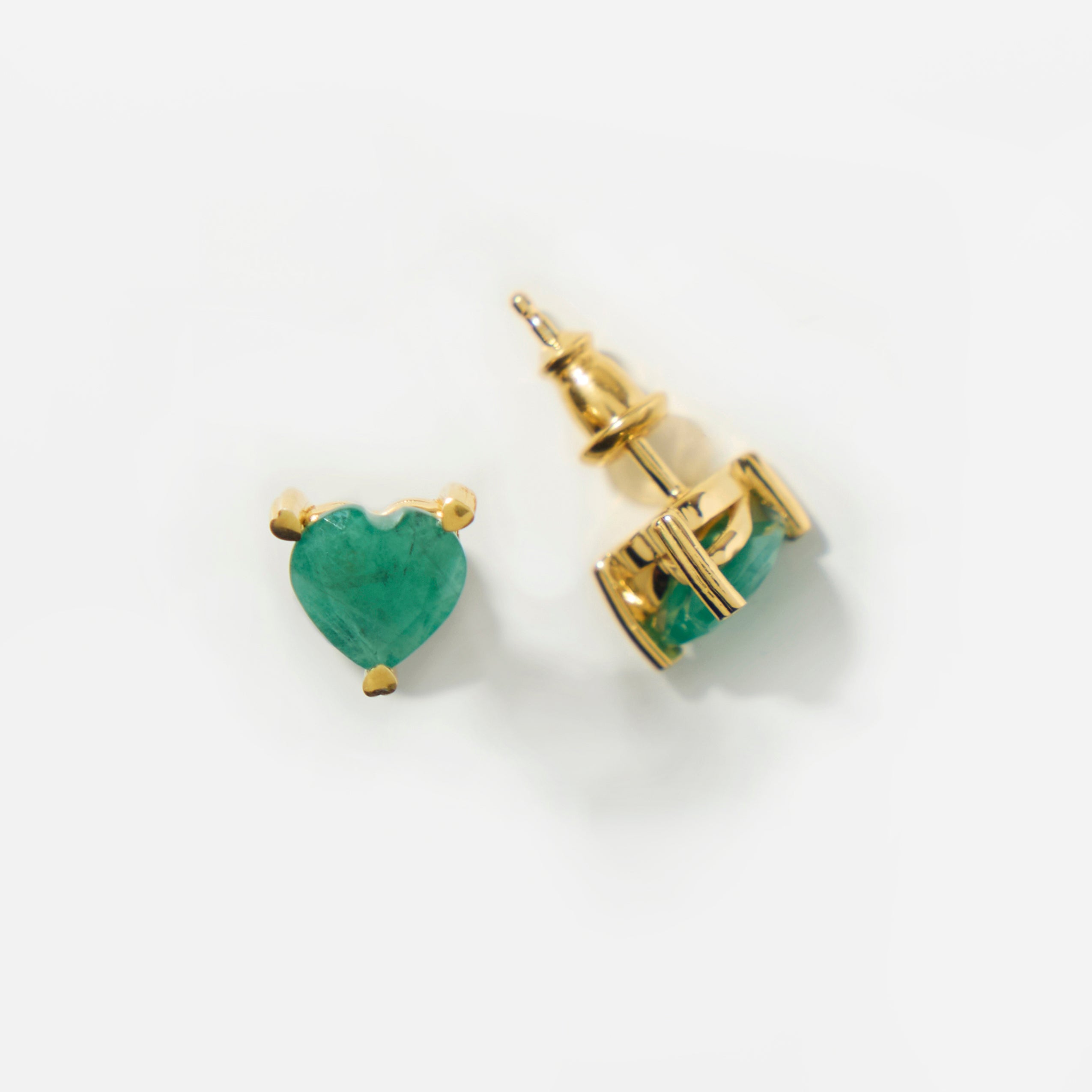 Joie Hearts Petite Studs - Emerald Heart Earrings for Women-Valentines for him