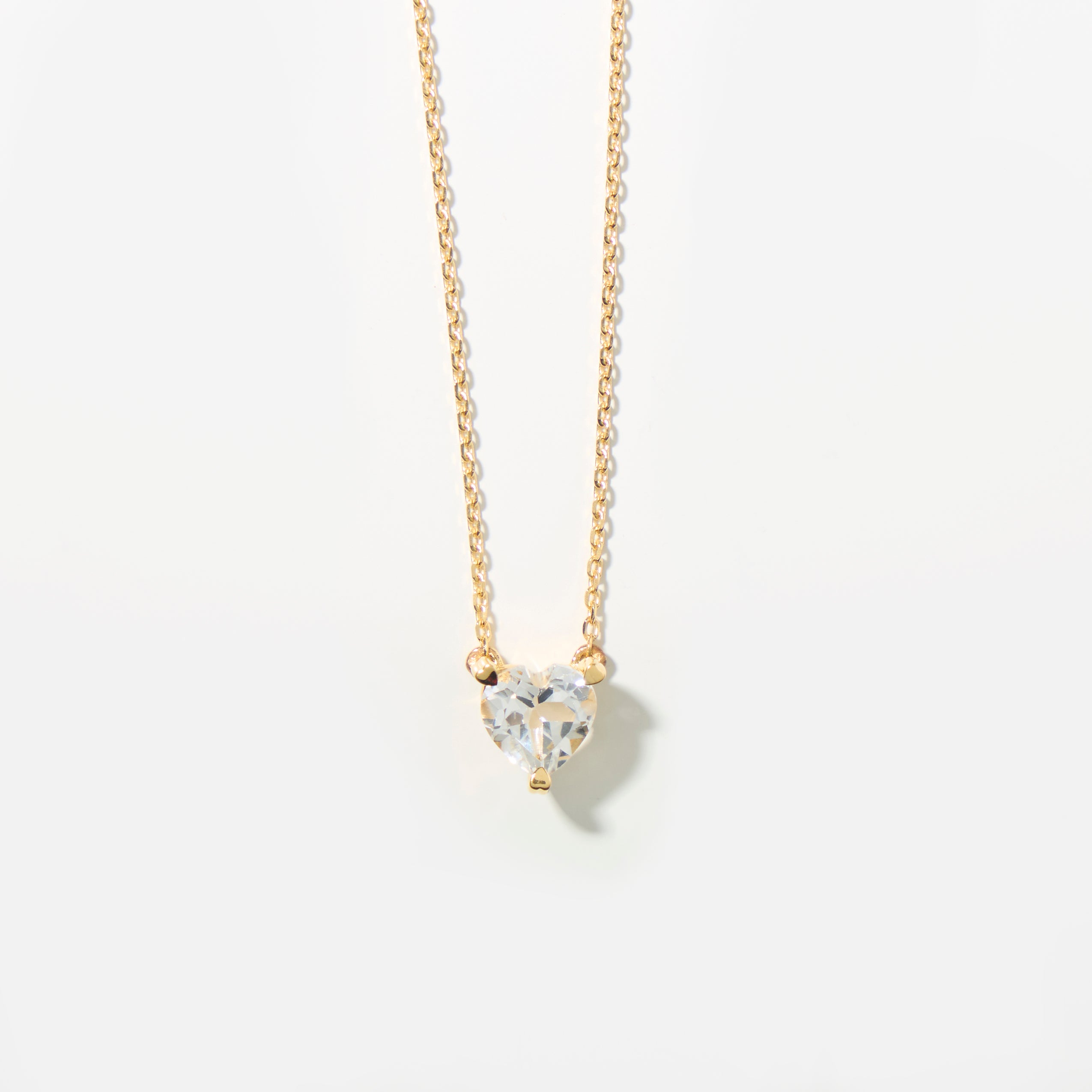 Joie Hearts Necklace - White Topaz Heart Pendant & Gold Jewelry for Women