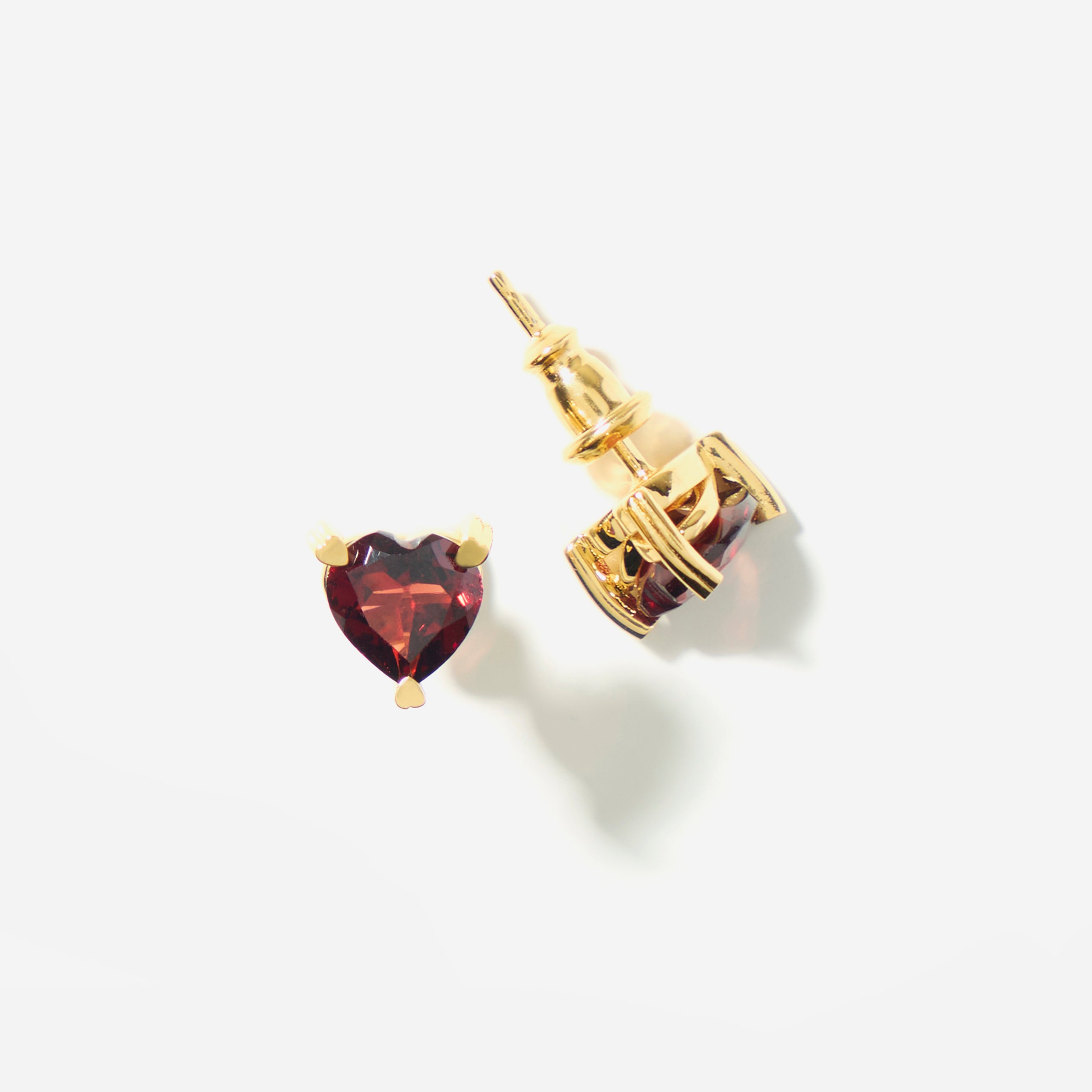 Joie Hearts Petite Studs - Garnet Heart Earrings for Elegant Jewelry