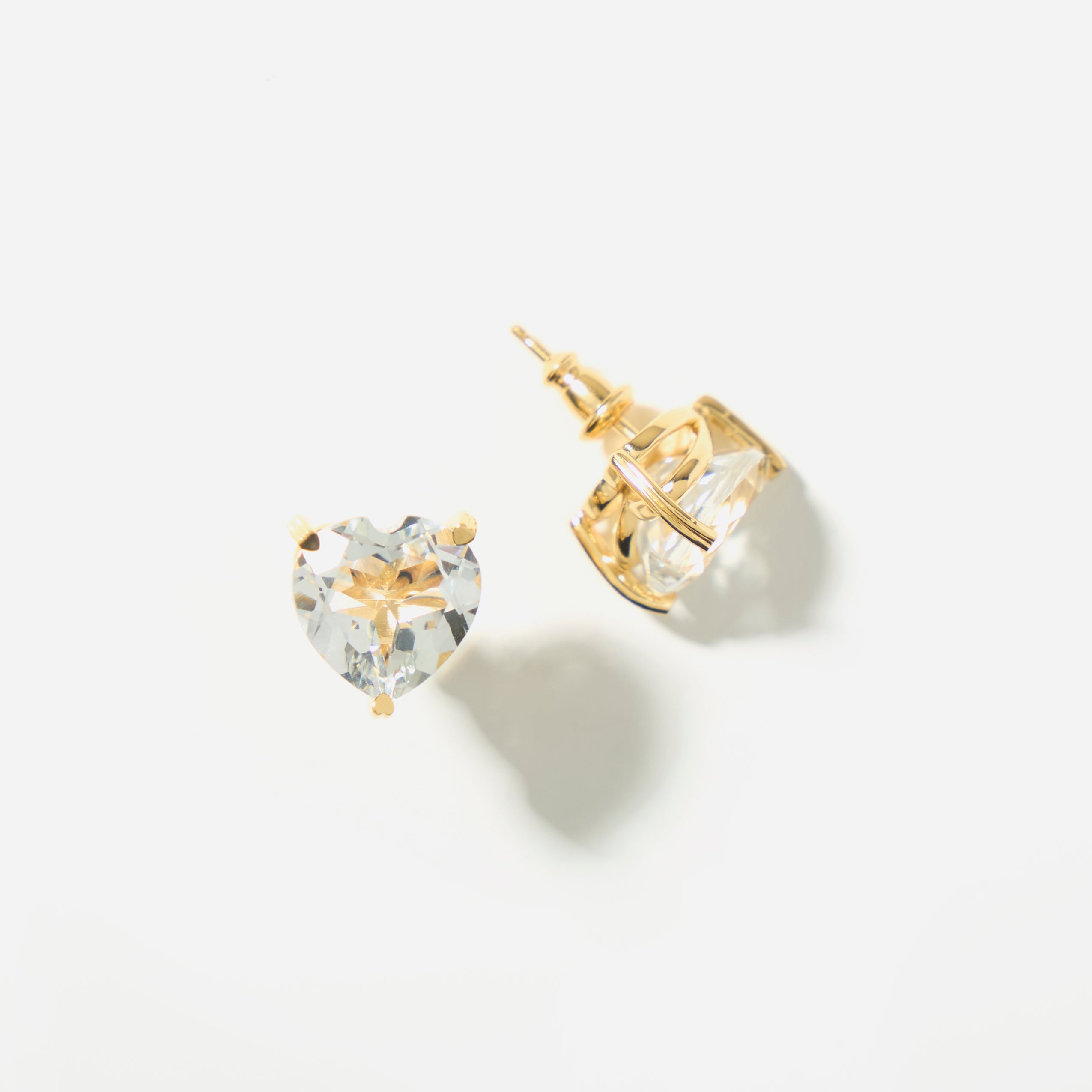 Joie Big Hearts Studs - White Topaz Earrings & Elegant Gold Jewelry-Gold-plated heart stud earrings