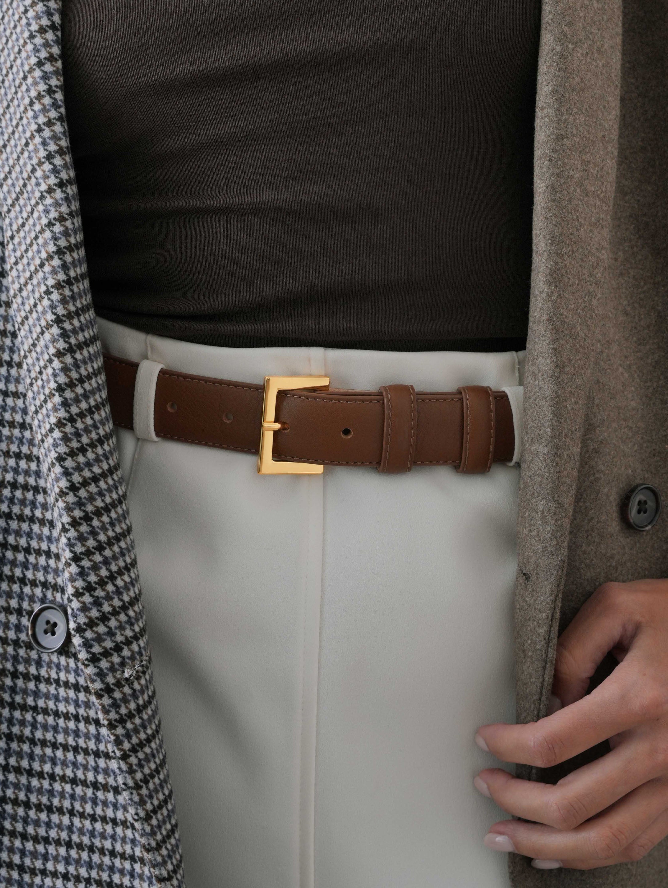 Full Grain Italian Leather Belt with Gold Buckle – HandMade in Italy | luxury everyday belt - italian leather belt