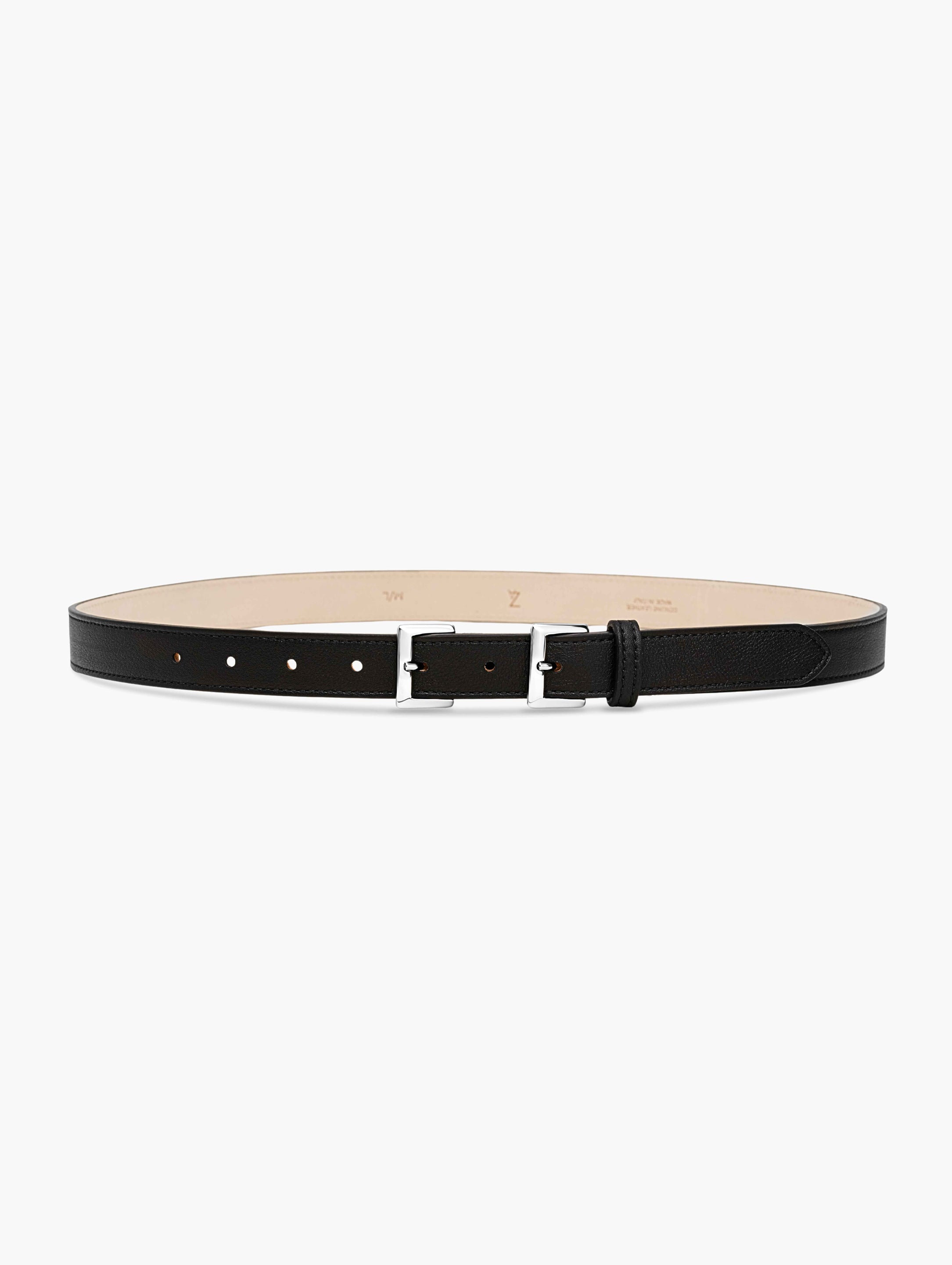 Full Grain Italian Leather Black Belt Dual Silver Buckle | HandMade in Italy | luxury belts crafted in Italy.