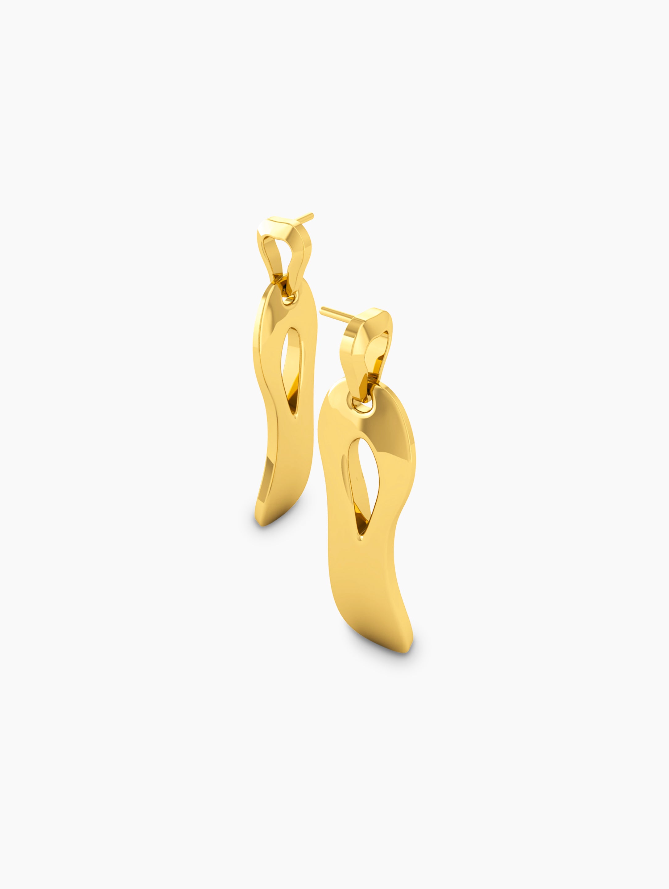 Nova Drop Earings In 18k Solid Gold close-up shot - Za Zewelz 18k gold plated earrings | wedding jewelry