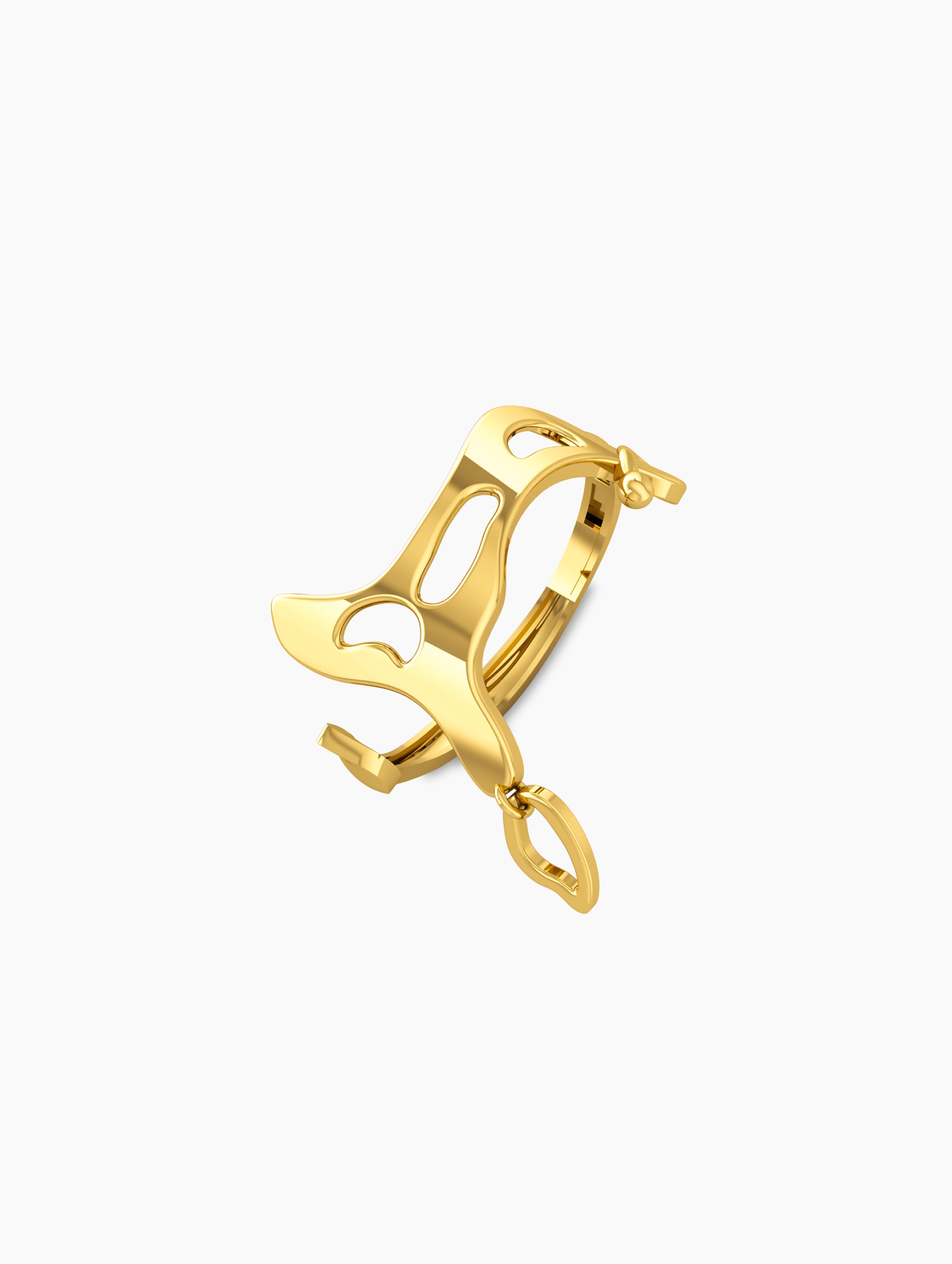 Nova Futuristic Cuff In 18K Solid Gold flat lay - Za Zewelz Nova Collection 18k gold plated bracelet