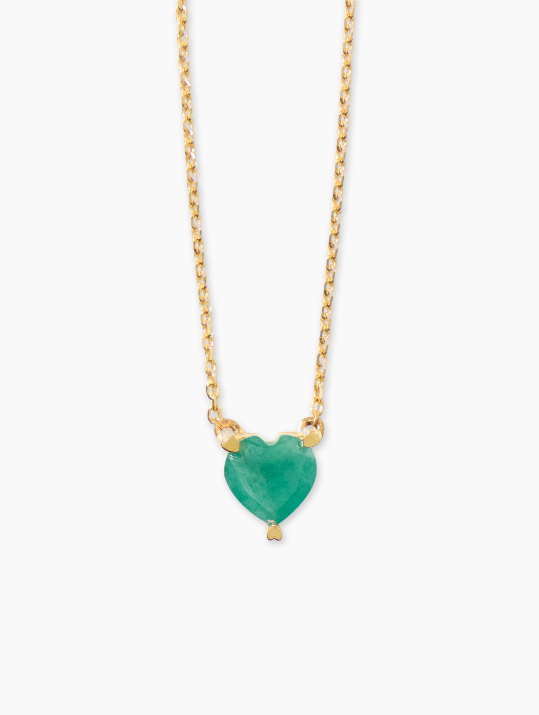 Joie Hearts Neklace-Emerald detail view - Za Zewelz fine necklace | anniversary gift