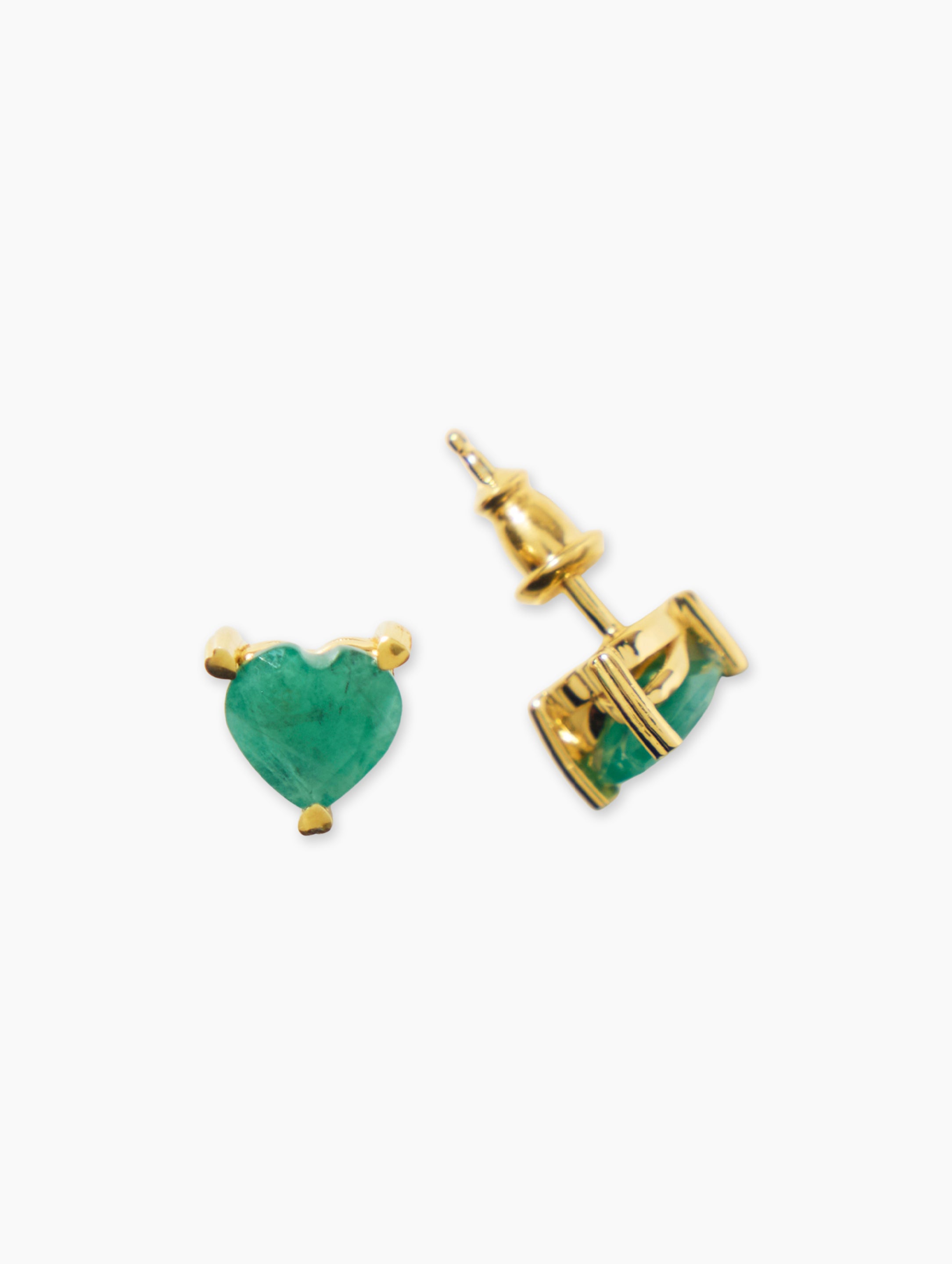 Joie Hearts Petite Studs-Emerald | fine earrings bridesmaid gift | Za Zewelz