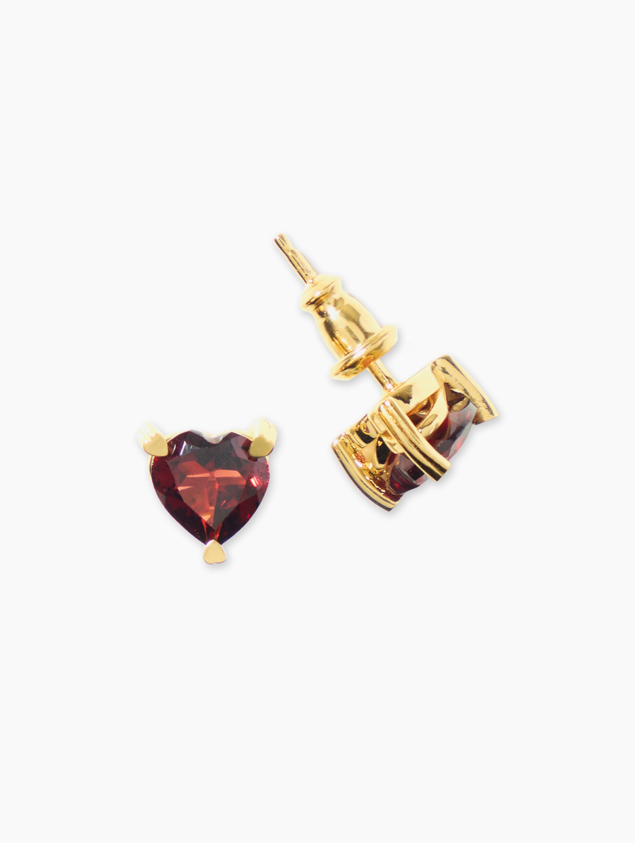 Joie Hearts Petite Studs-Garnet - Za Zewelz fine earrings | bridesmaid gift
