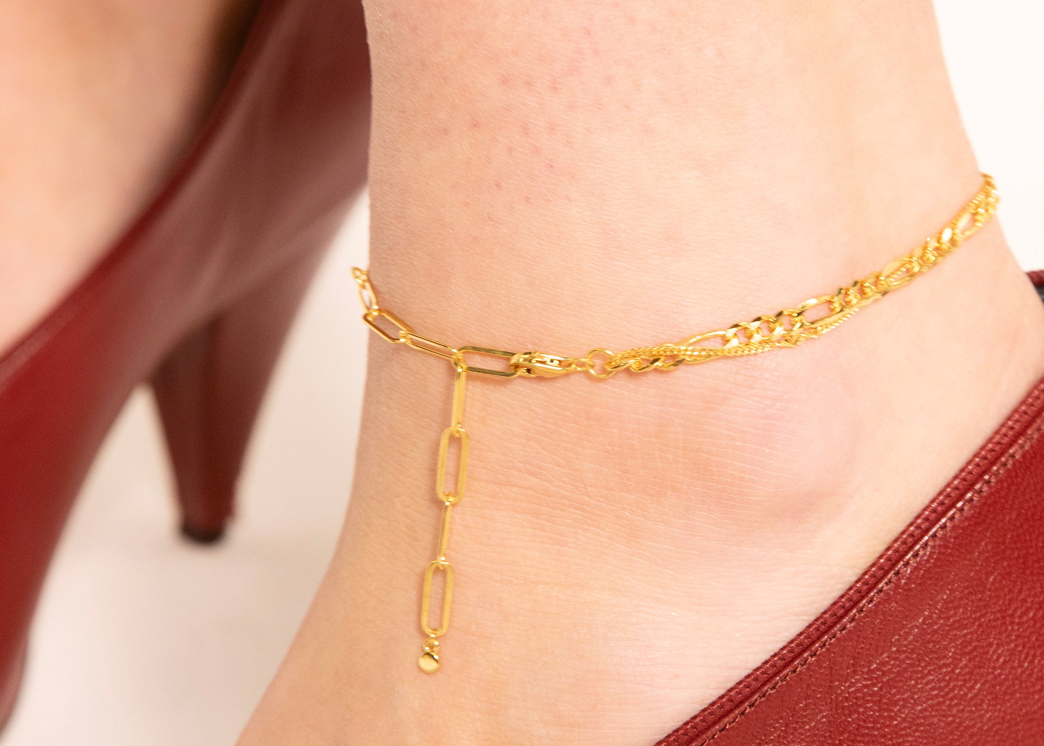 Lumi Anklet-Adjustable 8'-10' side view - Za Zewelz fine anklet | mother's day gift