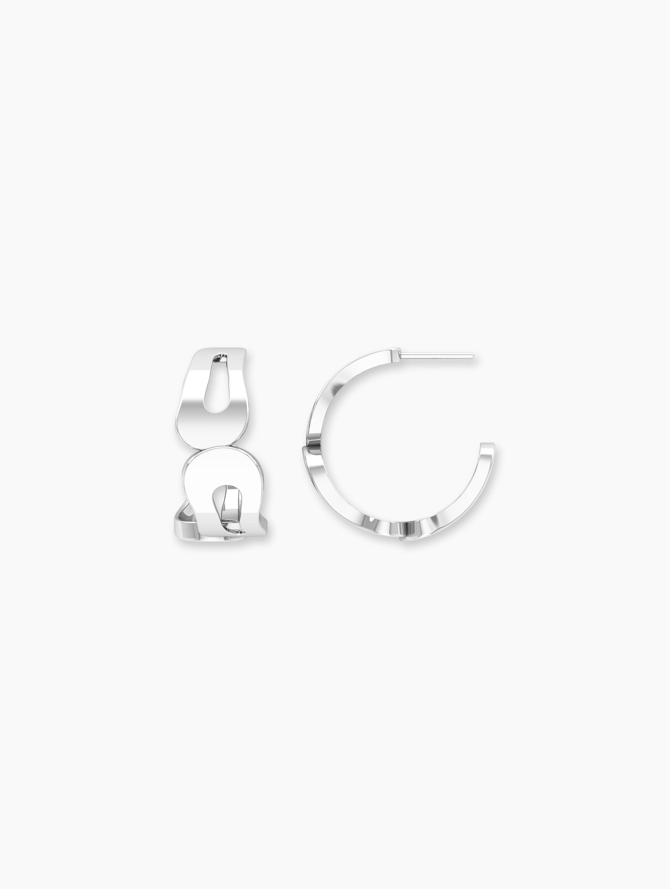Nova Space Hoops In Sterling Silver detail view - Za Zewelz sterling silver earrings | birthday gift