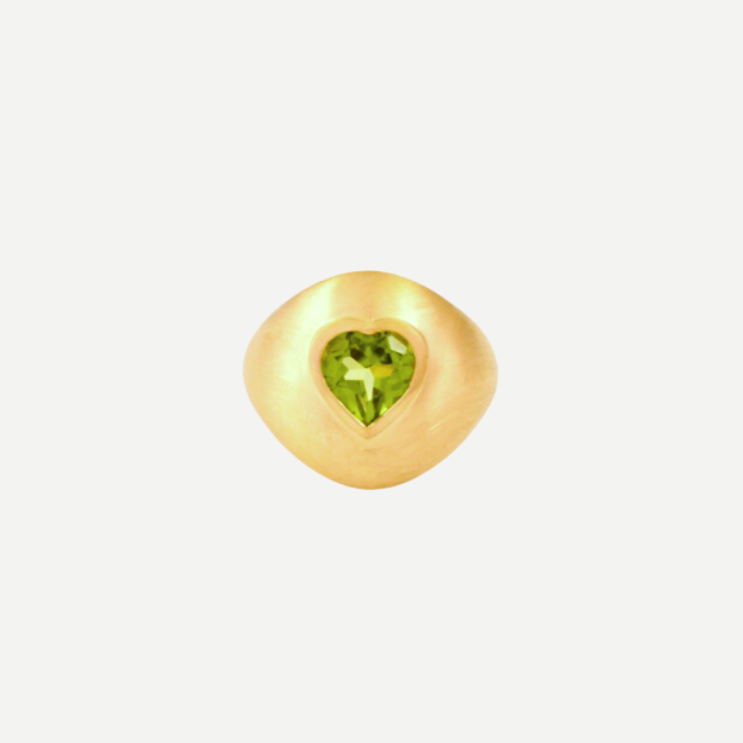 Glossy Joie Hearts Ring-Adjustable Brushed Gold Vermeil with Peridot