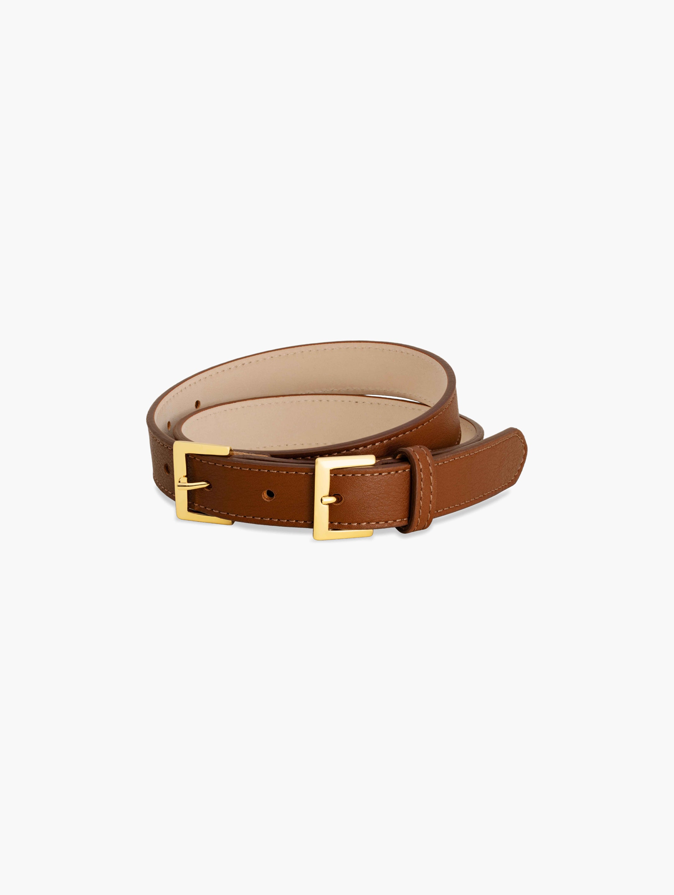 Full Grain Italian Leather Belt Dual Gold Buckle  | HandMade in Italy | luxury everyday belts crafted in Italy. 