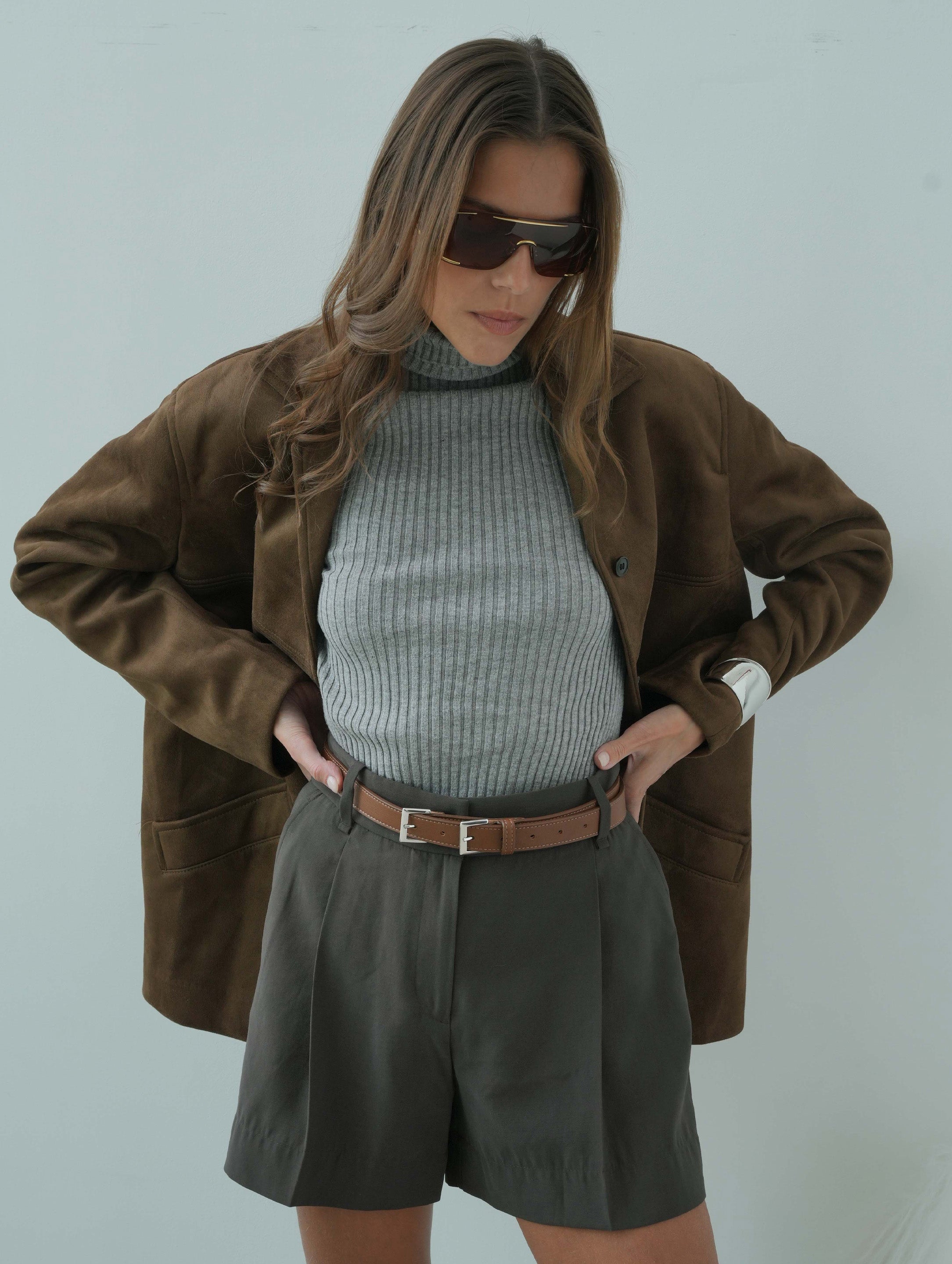 Full Grain Italian Leather Brown Belt Dual Silver Buckle   | HandMade in Italy | luxury belts crafted in Italy. 