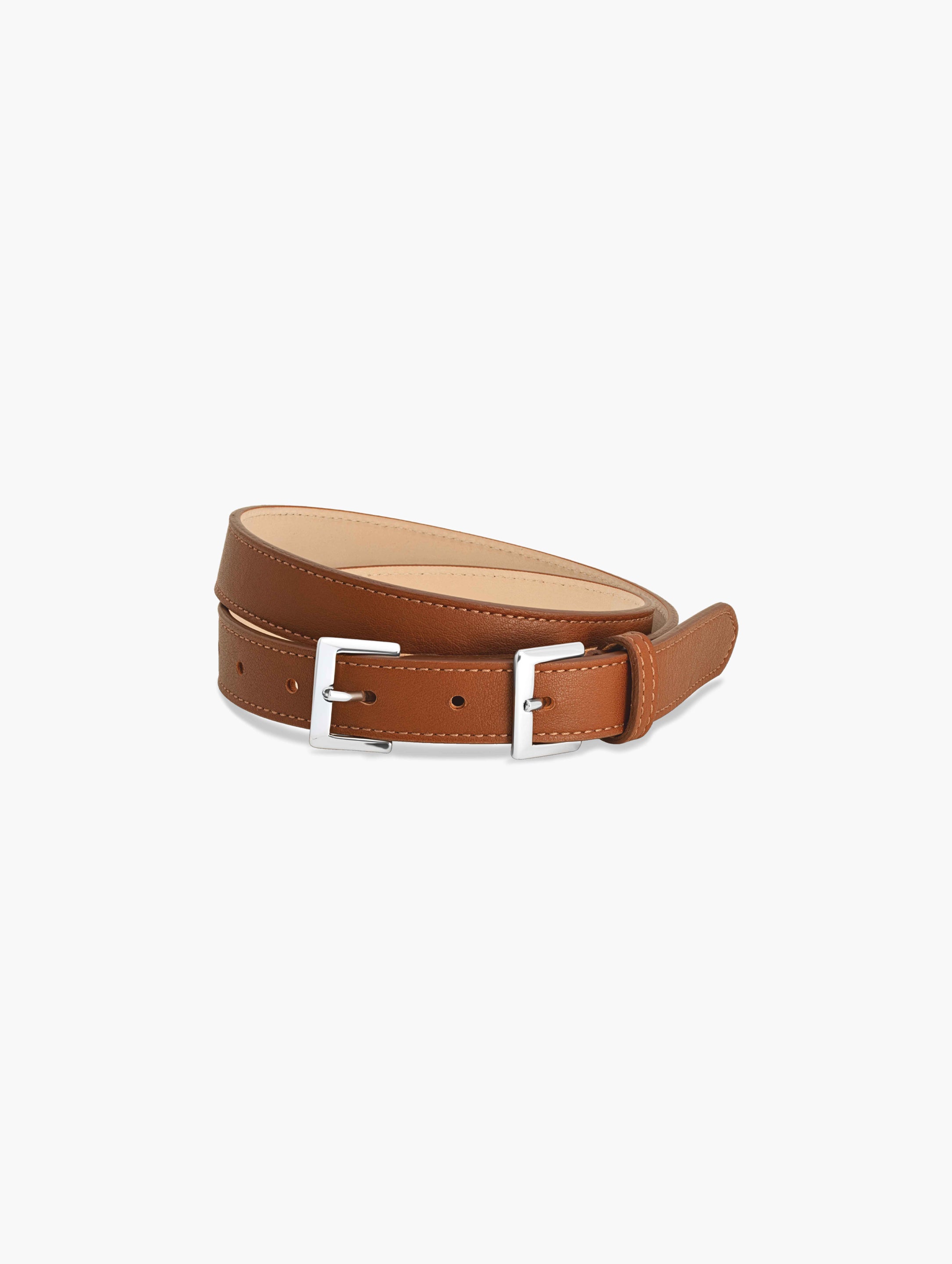 Full Grain Italian Leather Brown Belt Dual Silver Buckle   | HandMade in Italy | luxury belts crafted in Italy. 