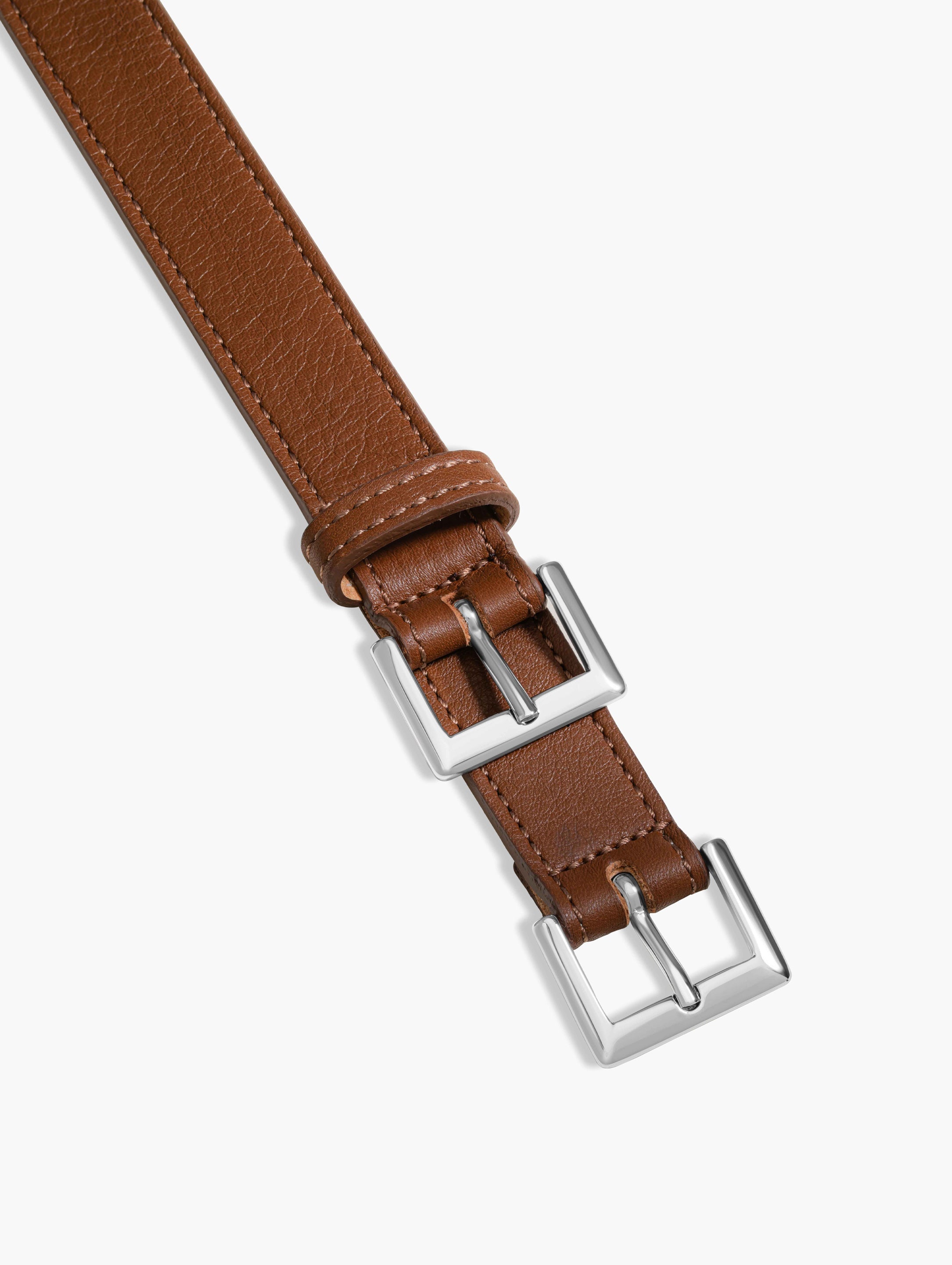 Full Grain Italian Leather Brown Belt Dual Silver Buckle   | HandMade in Italy | luxury belts crafted in Italy. 