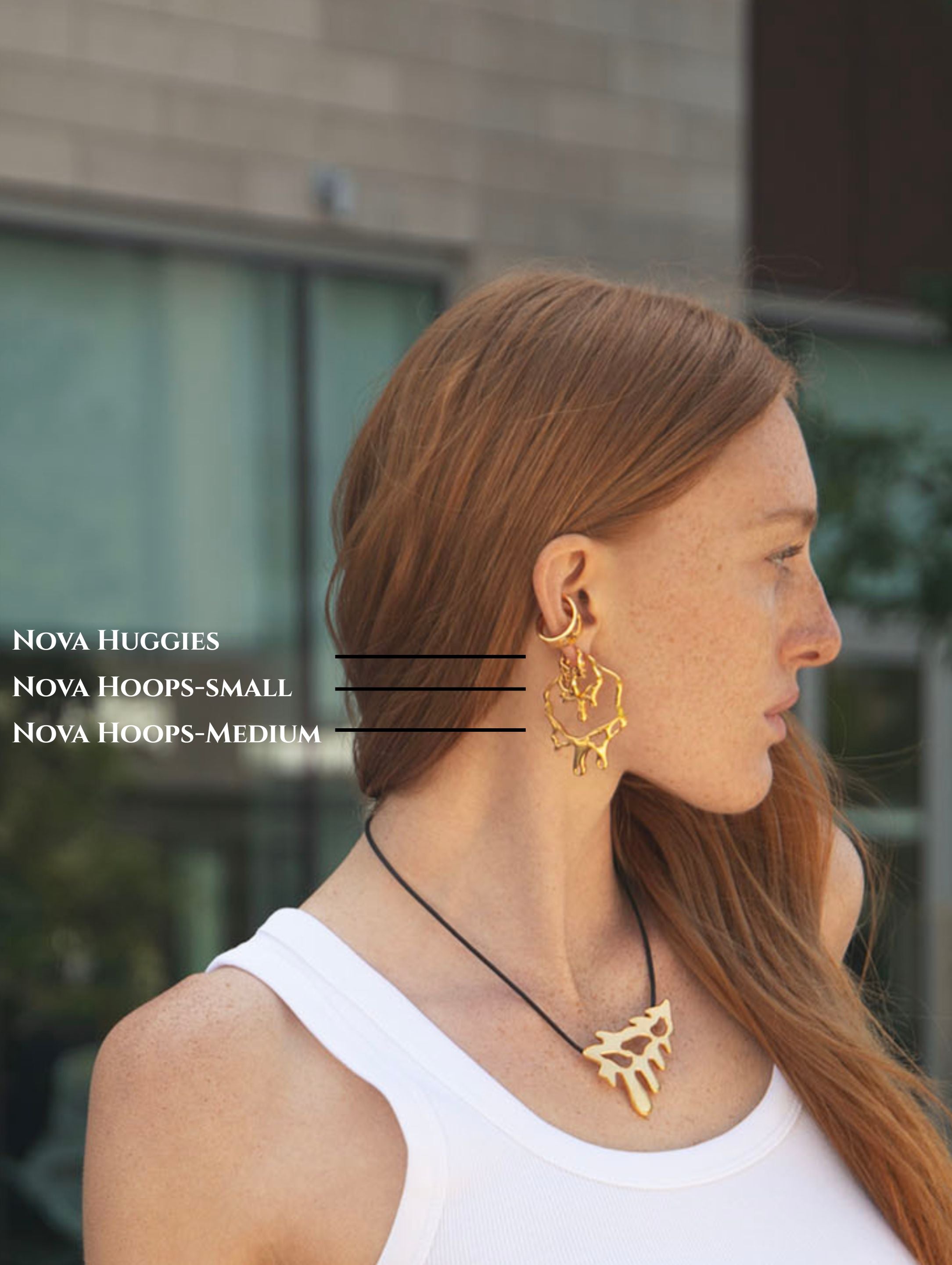 Medium Gold Statement Earrings | Wedding Earrings Luxury Statement Hoops