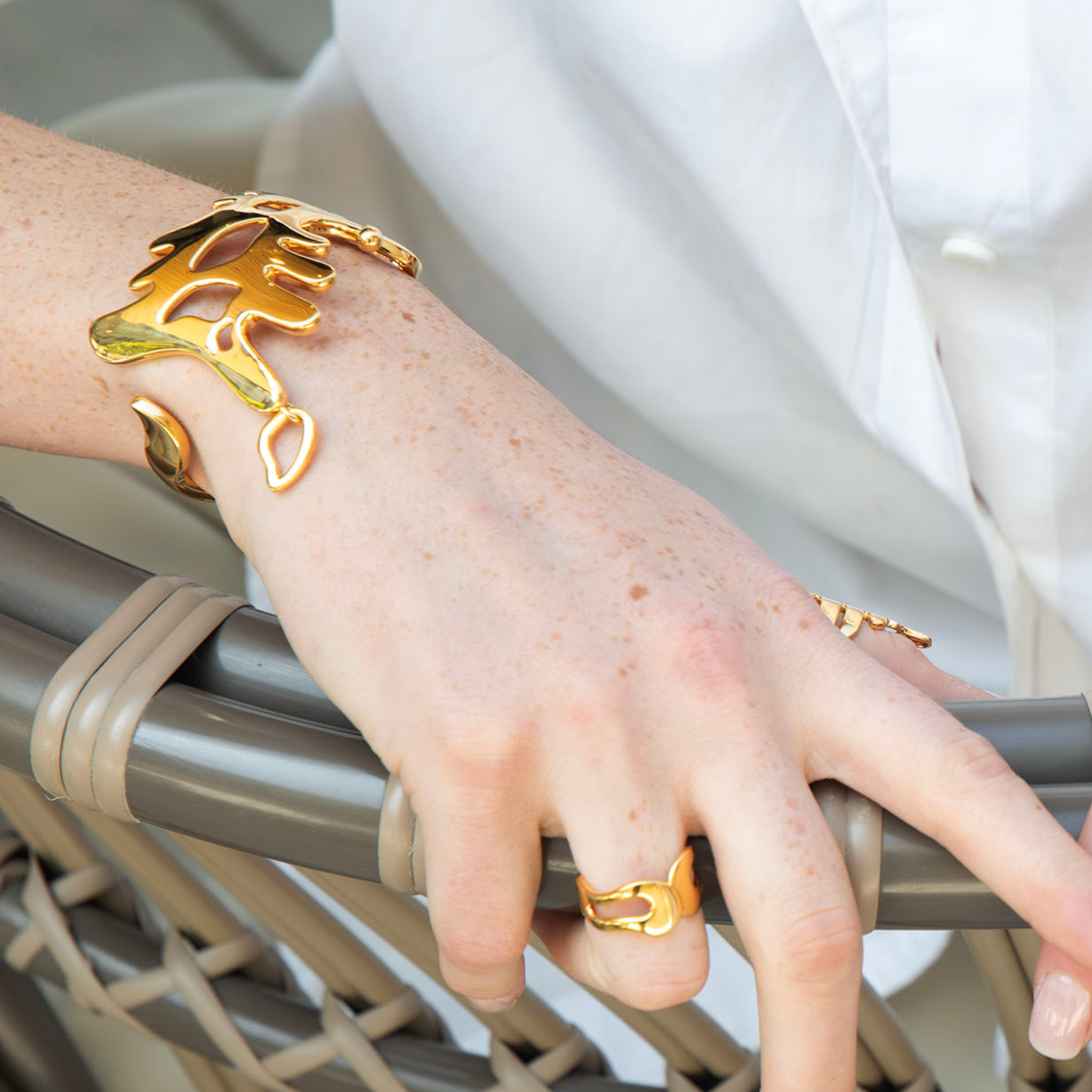 Nature-Inspired Gold Cuff – Boho Bracelet