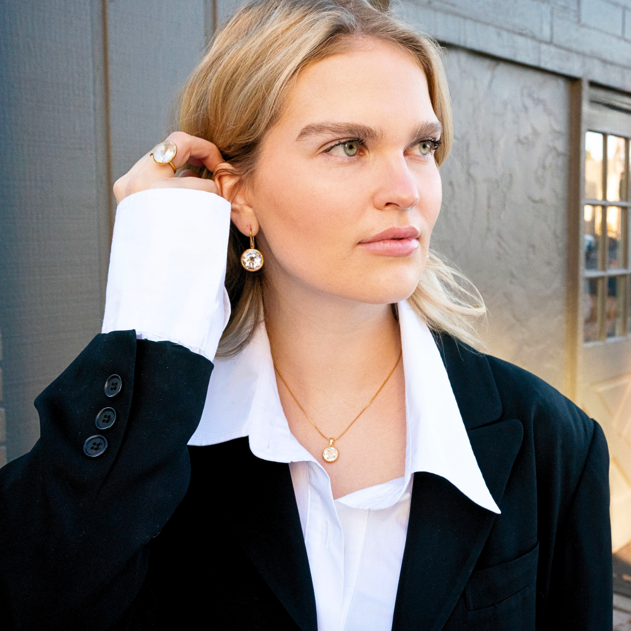 Iconica Drop Earring flat lay | fine earrings mother's day gift | Za Zewelz