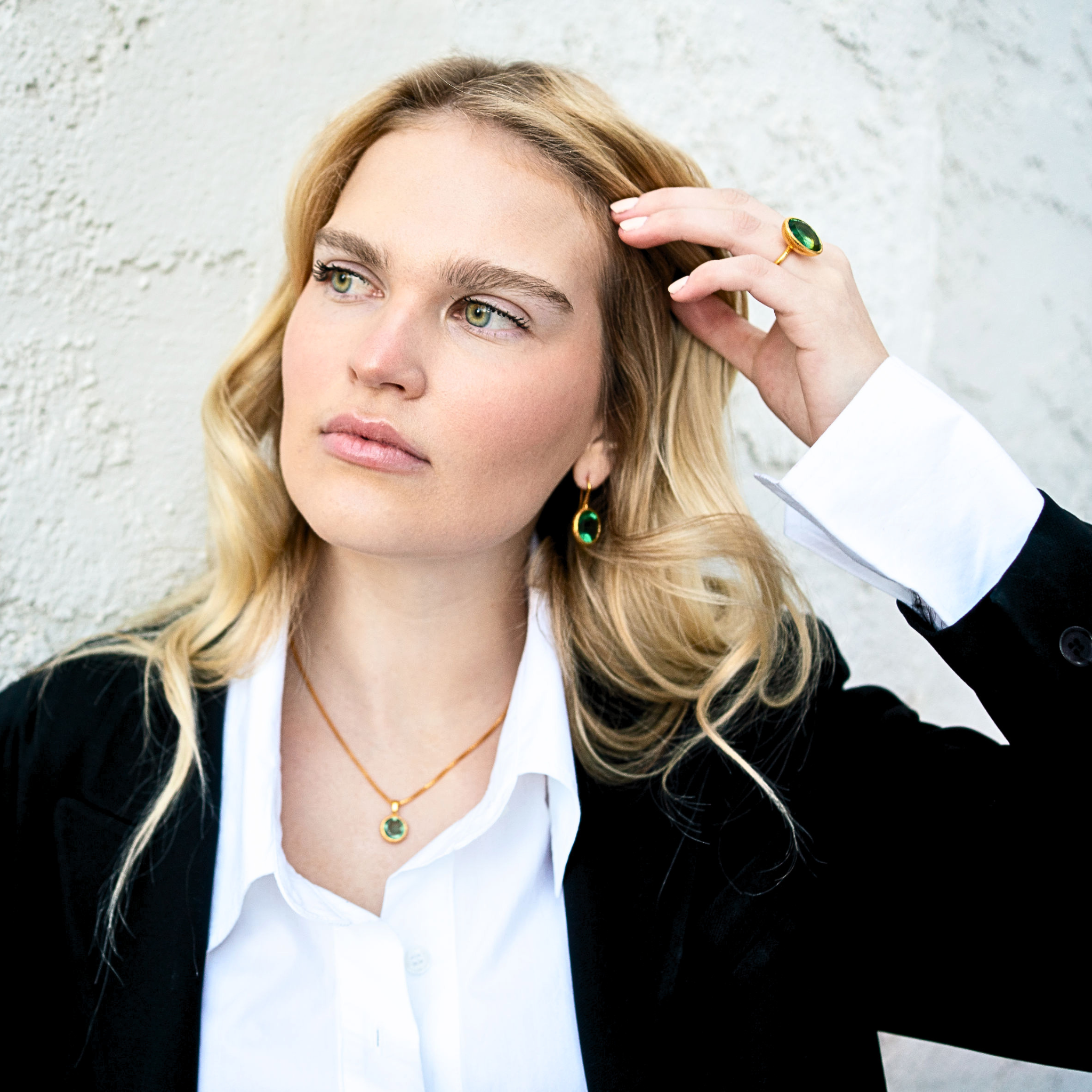 Iconica Drop Earring flat lay - Za Zewelz Iconica Collection fine earrings