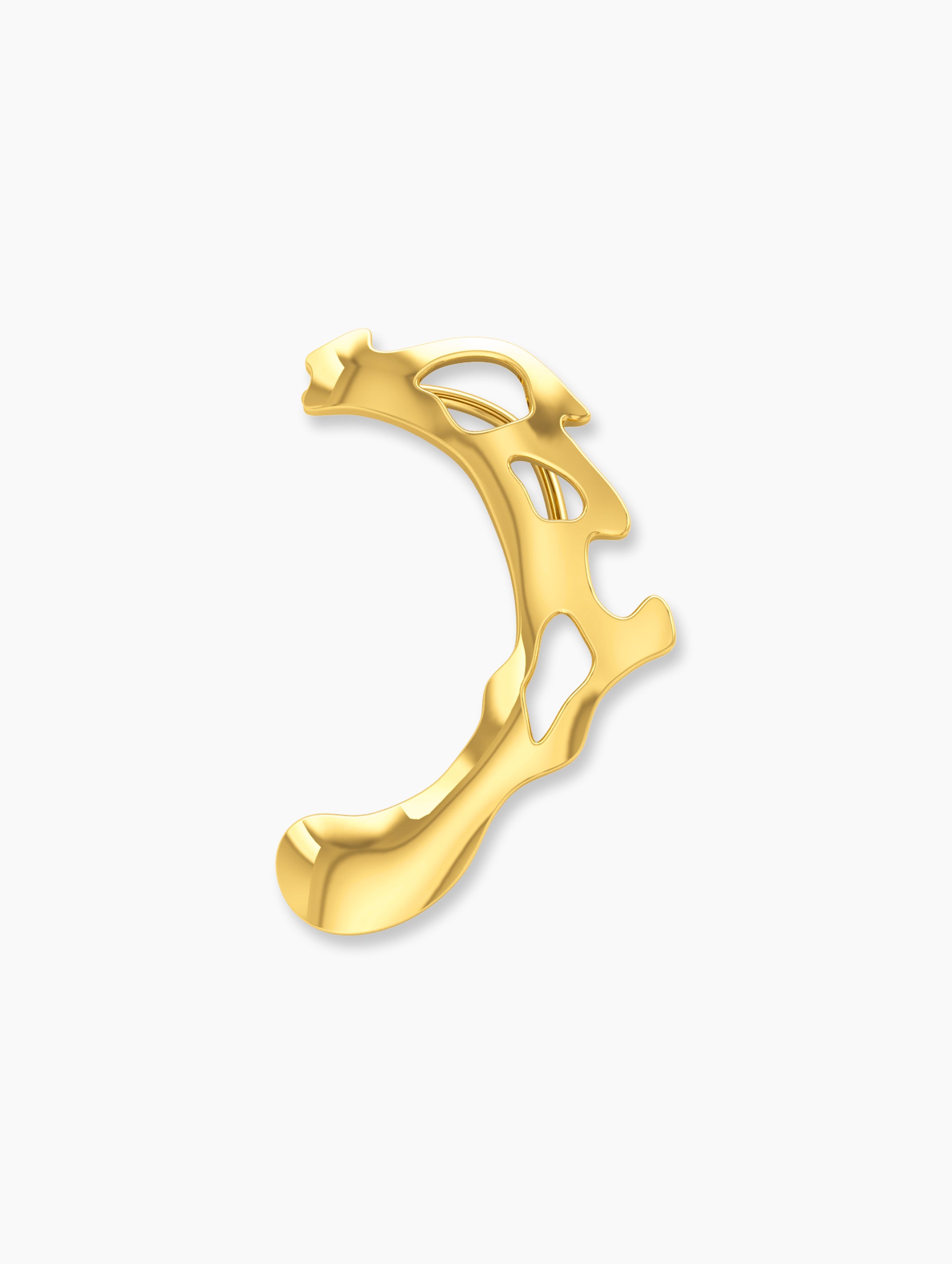 Nova Ear Cuff with post In 18k Solid Gold close-up shot - Za Zewelz 18k gold plated earrings | wedding jewelry
