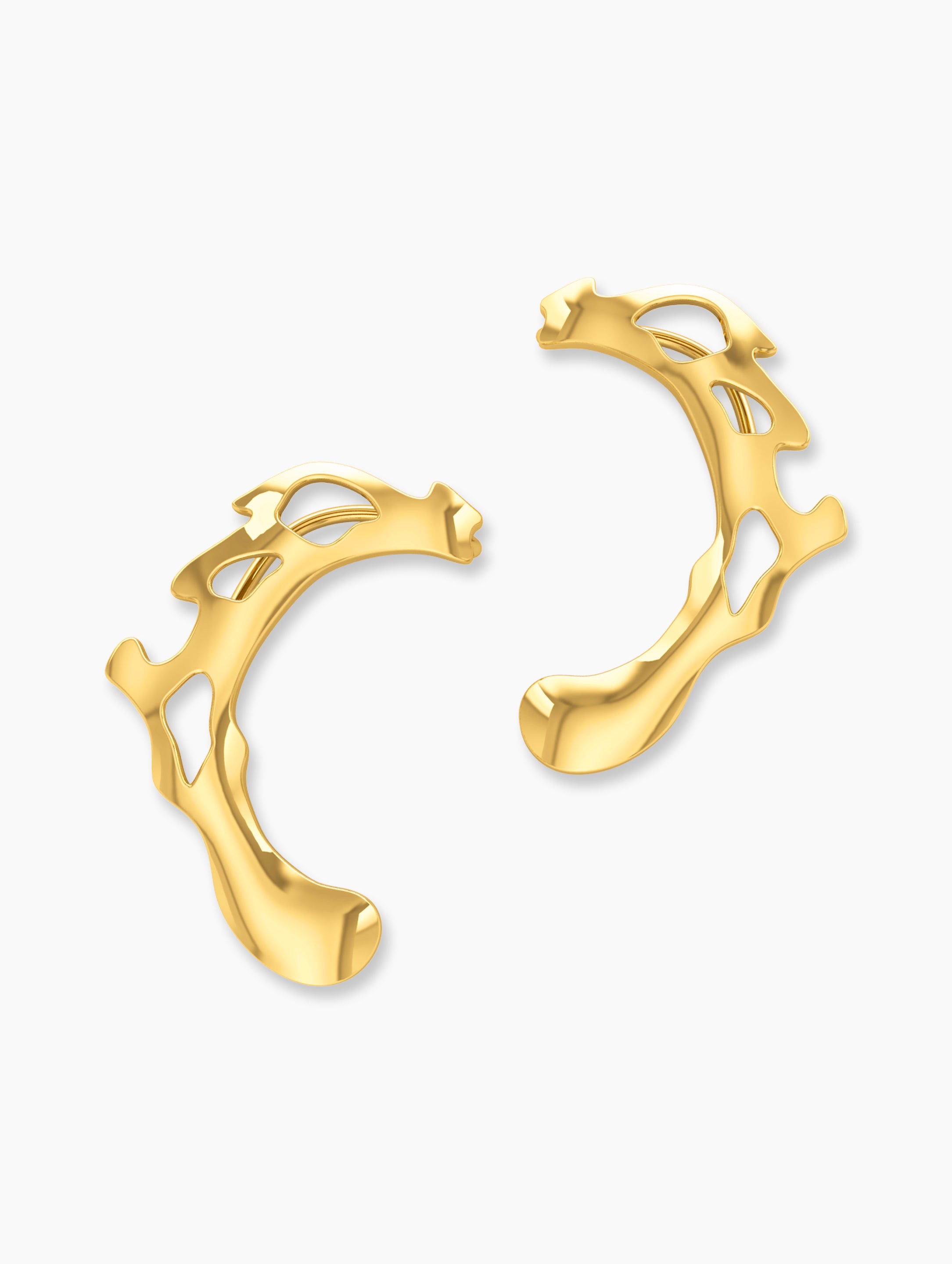 Nova Ear Cuff with post In 18k Solid Gold alternate view - everyday 18k gold plated earrings | Za Zewelz