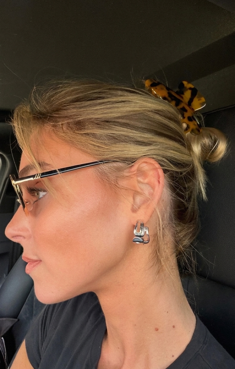 Elizabeth Turner — Nova Space Hoops In Sterling Silver alternate view - Za Zewelz Nova Collection sterling silver ear...