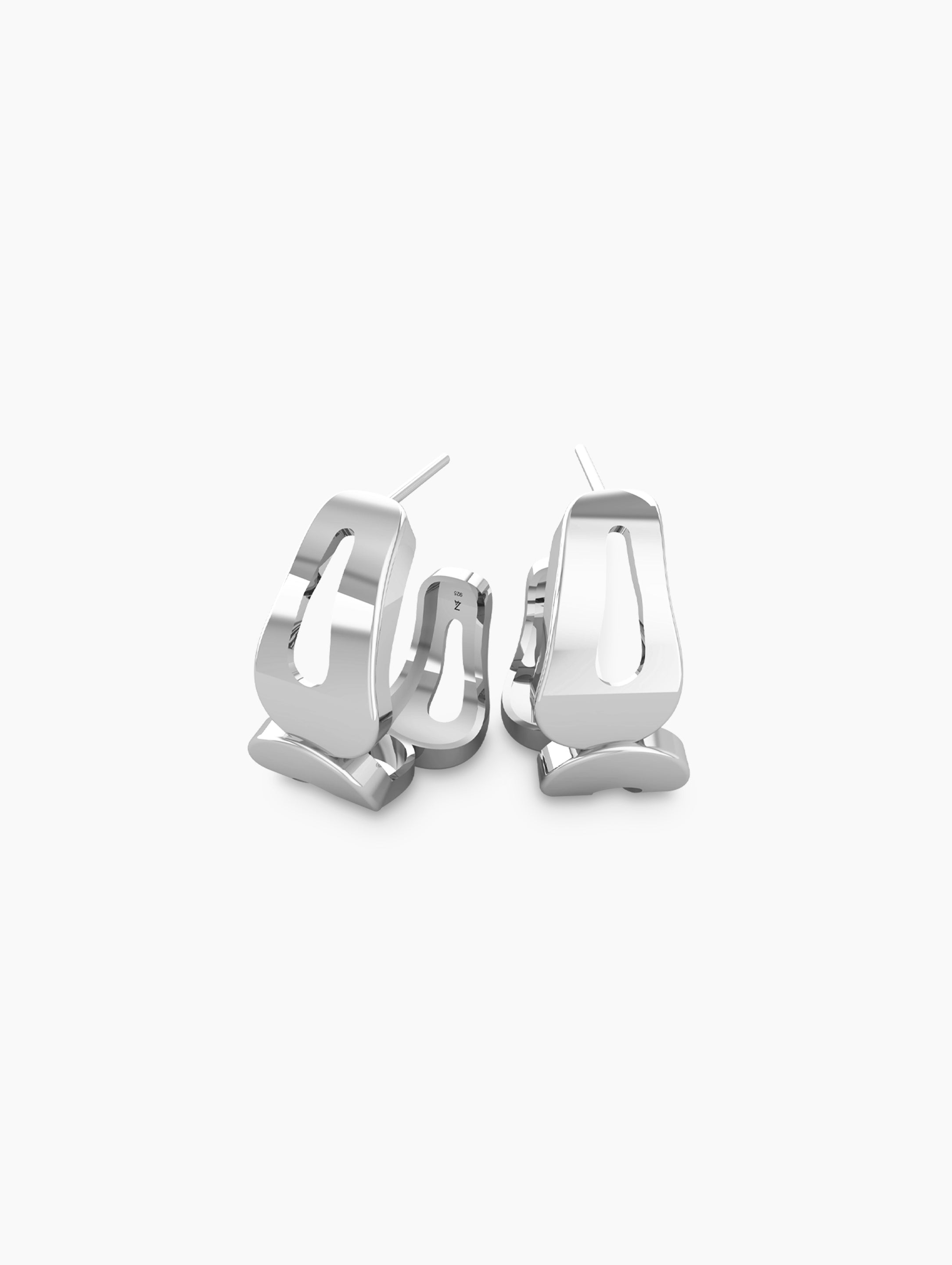 Nova Space Hoops In Sterling Silver side view | Za Zewelz delicate sterling silver earrings